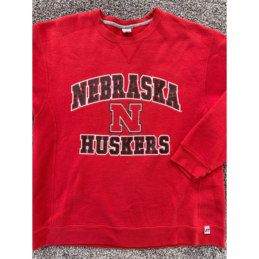 Vintage Russell Athletic Nebraska Huskers Sweatshirt Red XL Y2K Crewneck